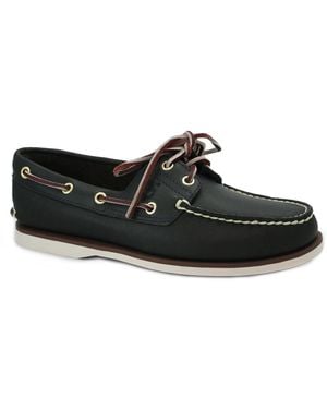 Timberland Mokassin 174036 Classic Boat Shoe Barca Blu Scarpe Uomo Lacci Light Pelle - Schwarz
