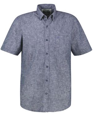 Lerros Kurzarmhemd, Unifarben Aus Leichtem Materialmix - Blau