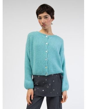 BROKE + SCHÖN Broke Schön Strickjacke Weiche Einfarbige Strickjacke - Blau