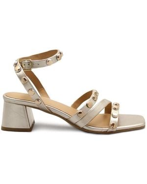 Gioseppo Sandale Kasulu 79235 Platinum Oro Sandalo Tacco Donna Pelle Cinturini Borchie - Mettallic
