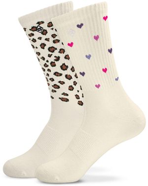 J.Clay Tennissocken Set Leopardenmuster, Colour Hearts Doppelpack Made - Natur