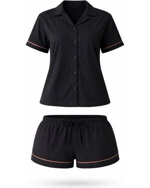 LEAFLETIC Shorty Night Wear Short Set - Blau