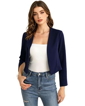 KoJooin Blazer Dünner Damen-Shrug Mit Schlitzärmeln, Leichtes Crop-Top, Offener Cardigan Für Kleider - Blau