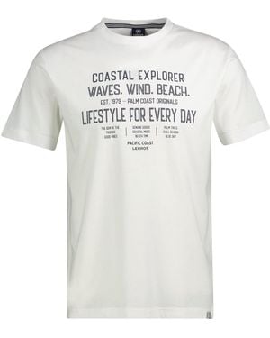 Lerros Sportliches T-Shirt Aus Baumwolle Mit Coolem Slogan-Print - Weiß