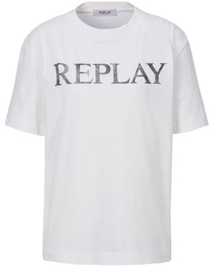 Replay T-Shirt mit Markenprint vorne - Grau