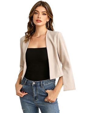 KoJooin Blazer Dünner Damen-Shrug Mit Schlitzärmeln, Leichtes Crop-Top, Offener Cardigan Für Kleider - Schwarz