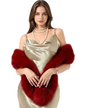 MAGICSHE Schal Eleganter Kunstfell Schal Winter Stola - Rot