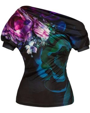 JIORO Shirt Peonies - Blau