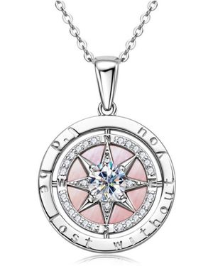 ROUGEMONT Jewellery Kette Bezaubernde Kompass Moissanit Halskette 45Cm 925 Sterling - Weiß