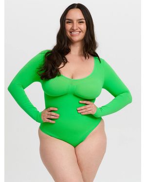 Cream Shapingbody Sculpting Shapewear Longsleeve Mit Slip - Grün