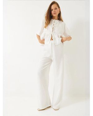 Bianco Lucci Set: Bluse Und Hose - Weiß