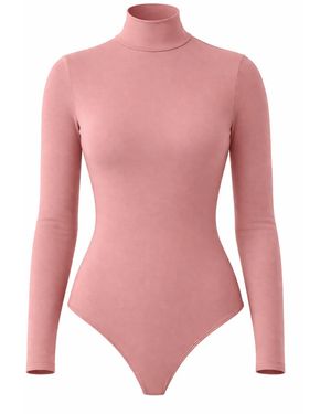 LEAFLETIC Body Long Sleeve High Neck Bodysuit - Pink