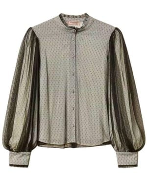 Twinset Bluse Crpe De Chine And Plumetis Tulle Shirt - Weiß