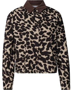 STREET ONE STUDIO Langarm Hemdbluse Aus Cord Mit Print - Schwarz