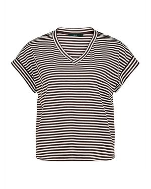 Zero Streifenshirt Mit V-Ausschnitt - Braun