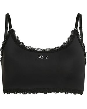 KARL LAGERFELD Top Bralette Mit Signature-Spitzenbesatz - Schwarz