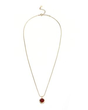 MayTree Kette Edelsteinkette Rondo, Roter Karneol, Kupferkette 18K Vergoldet - Weiß
