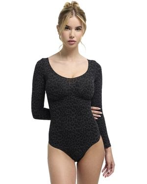 cfab Shapingbody Bodysuit Sculpting Shapewear Longsleeve Mit Slip - Schwarz