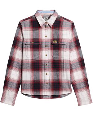 Superdry Langarmbluse (1-tlg) Falten - Rot