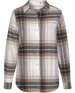Buffalo Hemdbluse aus weichem Flanell mit Blusenkragen, Flanellhemd, Karobluse - Grau