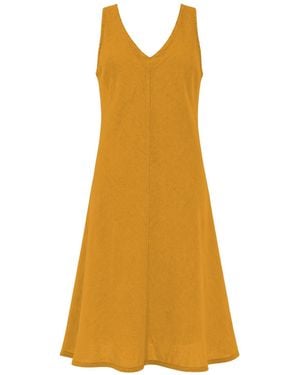 Haris Cotton Sommerkleid V Neck Linen Cami Dress - Gelb