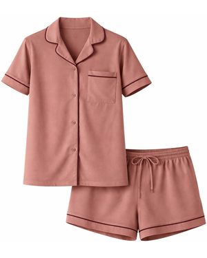 LEAFLETIC Pyjamahose Night Wear Short Set - Pink