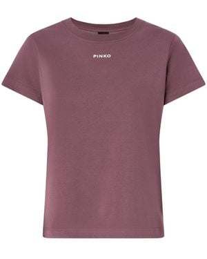 Pinko Shirt Basico T-Shirt Jersey Logo Gommato T-Shirt - Lila