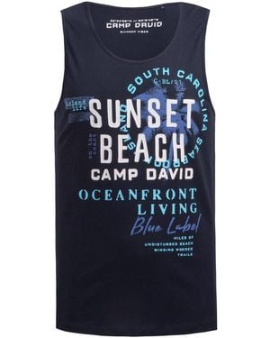 Camp David Muskelshirt Mit Label Prints - Blau