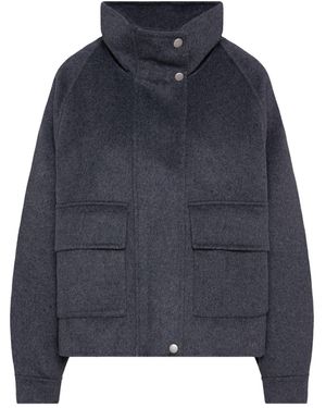 SENSES.THE LABEL Kurze Wolljacke Mit Stehkragen - Blau