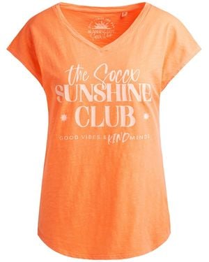 SOCCX Ärmelloses Shirt Mit V-Ausschnitt Und Wording Print - Orange