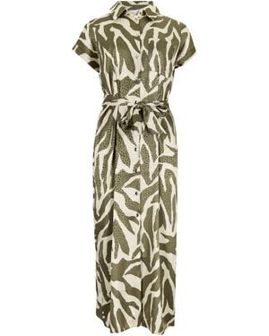 Apricot Textured Satin Zebra Print Midi Dress - Mettallic
