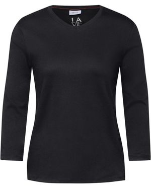 Cecil Basic V-Neck Shirt - Schwarz