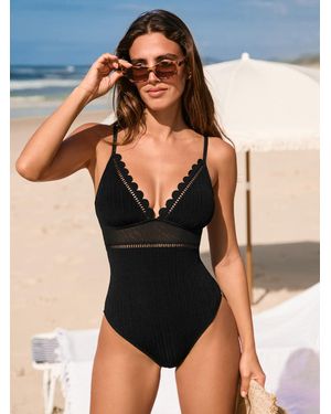 CUPSHE Badeanzug Scalloped Edge - Schwarz