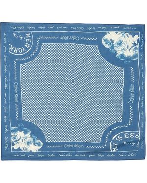 Calvin Klein Schal Graphic Print Lightweight - Blau