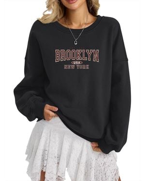 GORHEY Sweatshirt Loose Oversized Sweatshirt, Casual Style With American Retro Campus Style - Schwarz