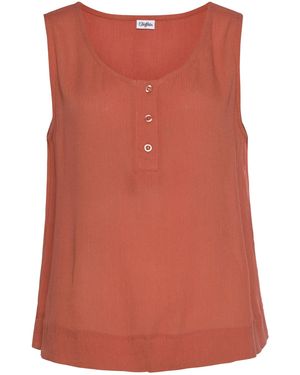 Buffalo Blusentop aus gekreppter Viskose mit Knopfleiste, Tanktop, Blusenshirt - Orange