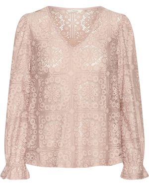 Cream Bluse 'Tiley' - Pink