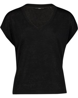 Zero Kurzarm-Shirt Mit V-Ausschnitt - Schwarz