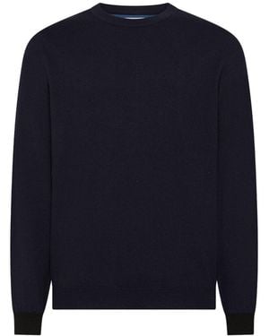 Sun 68 Pullover Wool And Cotton Crew Neck Sweater - Blau