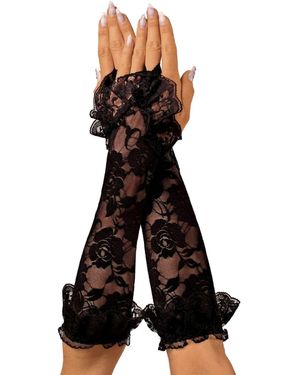 Dirndline Kurzfingerhandschuhe Roxana Lace Armstulpen - Weiß