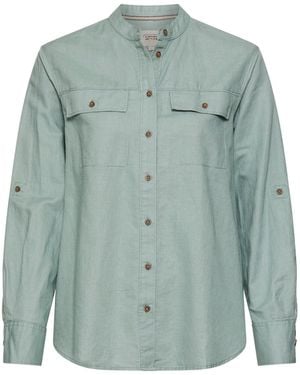 Camel Active Bluse Mit Stehkragen Und Knopfleiste - Blau