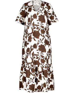 Cartoon Midikleid Mit Volant - Weiß
