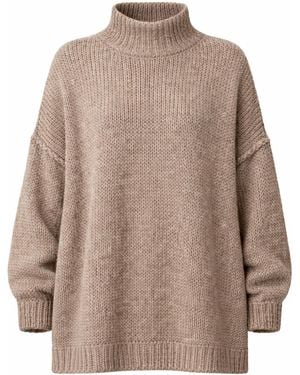 Worldclassca Oversizepullover Strickpullover Oversized Mit Stehkragen - Braun