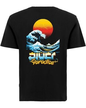 Oldskull T-Shirt Retro Pixel Wave Logo Graphic - Schwarz
