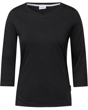 Cecil Jersey Shirt Im Tunika-Look - Schwarz