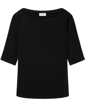 LILYSILK Shirt Seide Breeze Jersey V-Ausschnitt Basic T-Shirt - Schwarz
