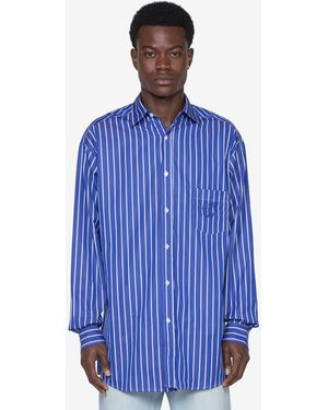 Sky High Farm Striped Button Down Shirt Stripe, 100% Cotton - Blue