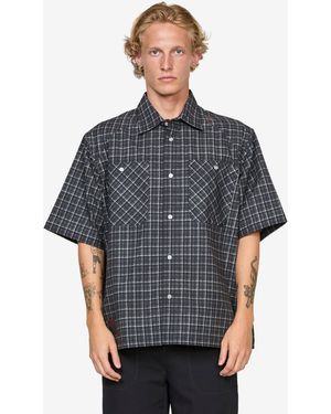 ROA Aair Floweave Printed Check Short Sleeve Shirt, Polyester - Grey