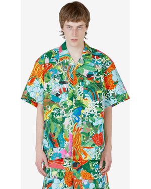 Sky High Farm Camo Print Short Sleeve Shirt Multi, 100% Cotton - Green