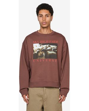 Sky High Farm Shf Universe Sheep Crewneck Jumper, 100% Cotton - Brown